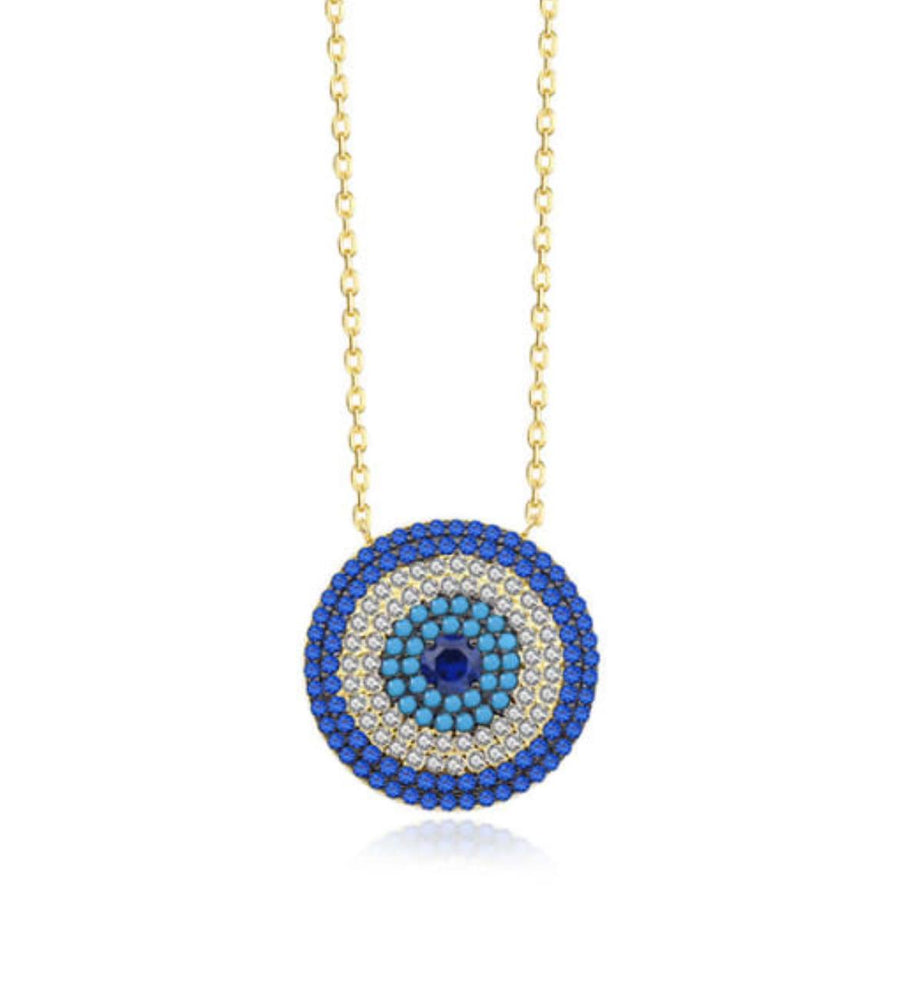 gold evil eye statement necklace.(as seen on rte today show )