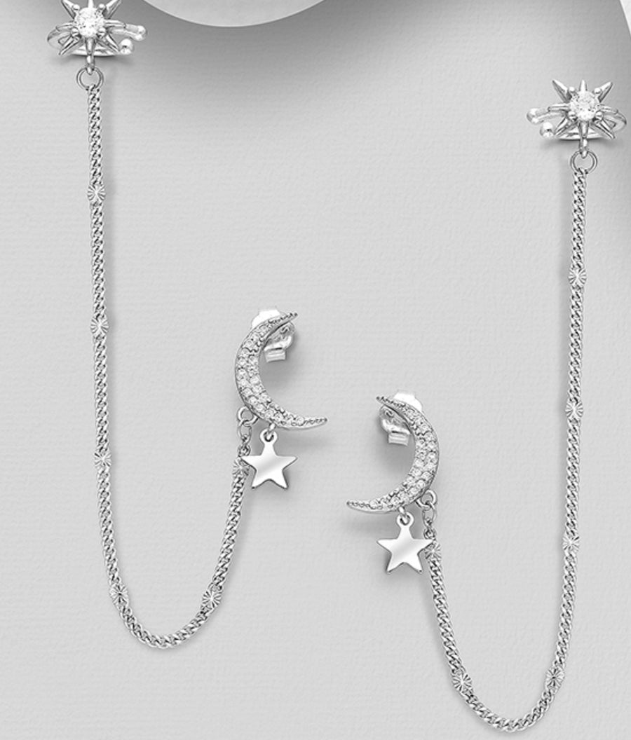 Sterling silver ear chain