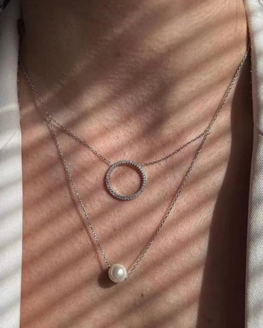 Disc & Pearl Necklace