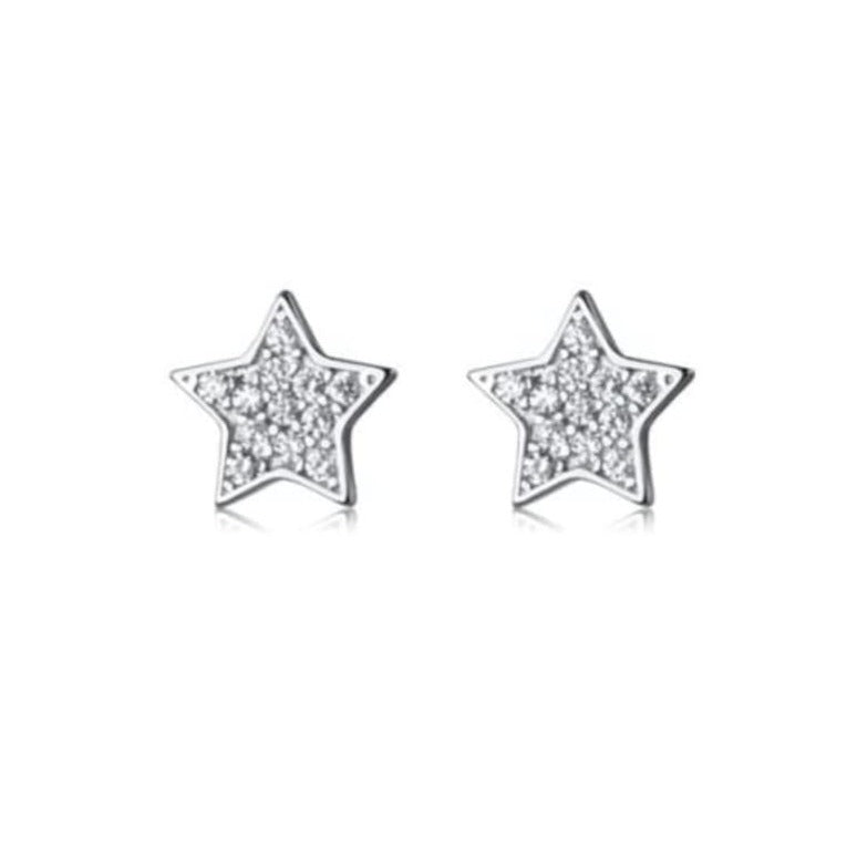 Cubic Zirconia Sterling Silver Star Studs