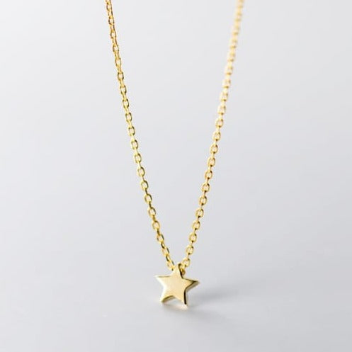 Minimalistic Sterling Silver Star Necklace - Gold