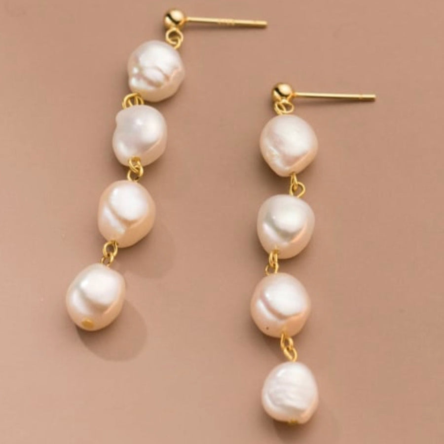 Gold fresh water pearl earring