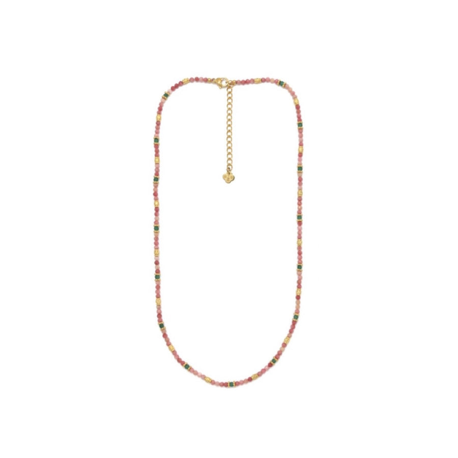 Pink and Green Natural Stone Beaded Bracelet