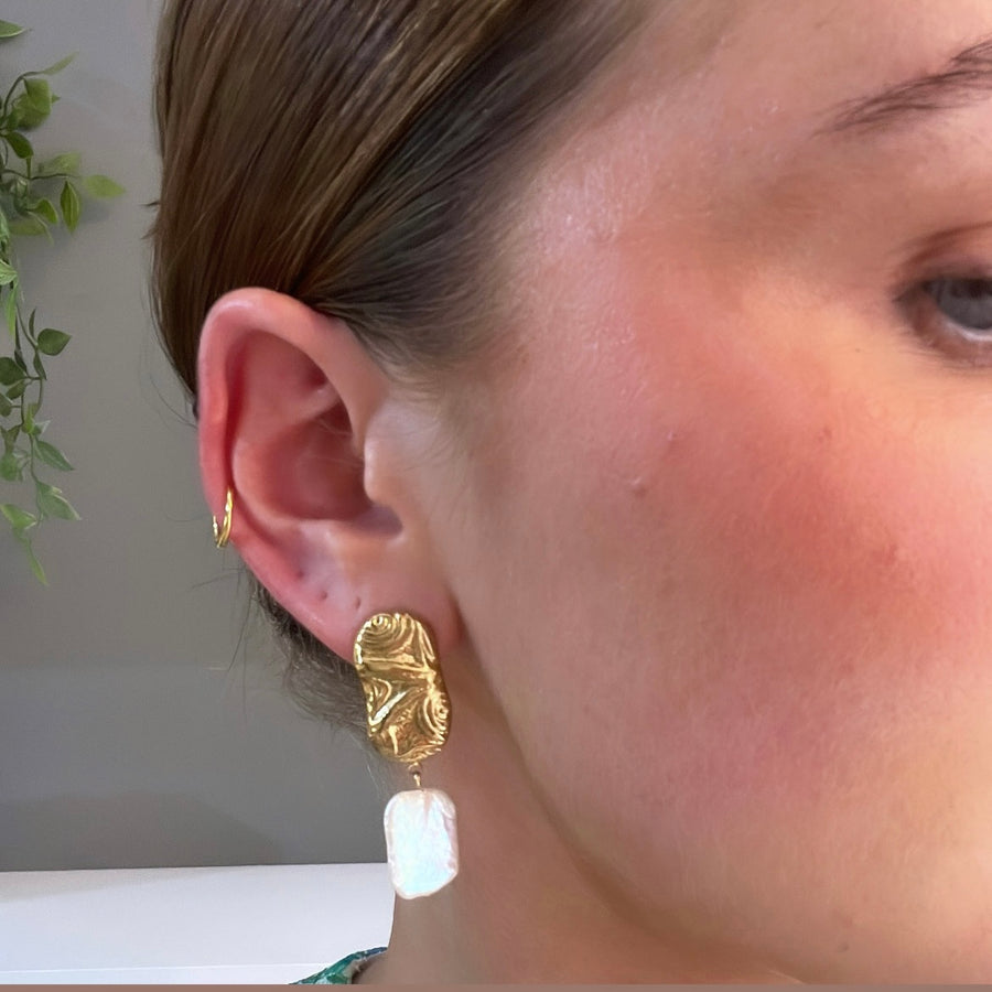 Rectangular Vintage Freshwater Pearl Earrings