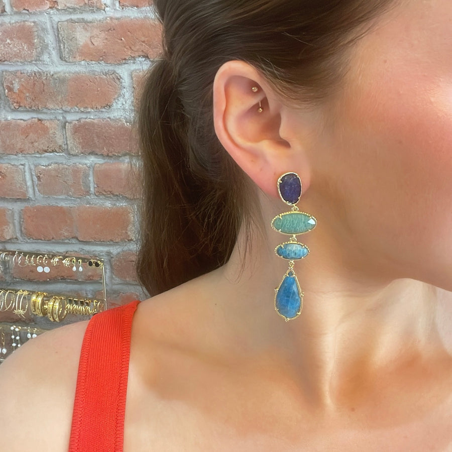 Blue Statement Drop Earrings