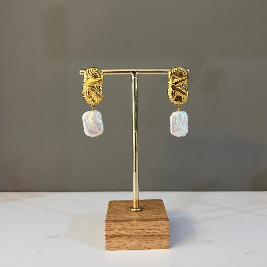 Rectangular Vintage Freshwater Pearl Earrings