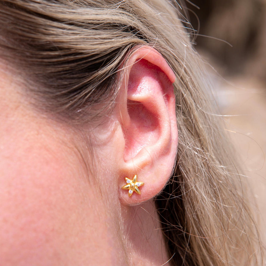 gold flower stud duo