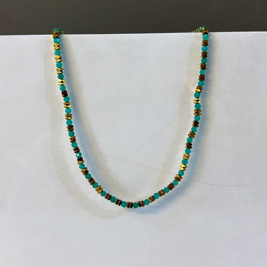 Gold and Turquoise Natural Stone Necklace