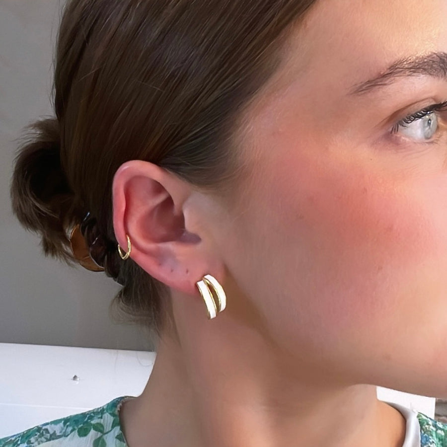 White Enamel Half Hoops