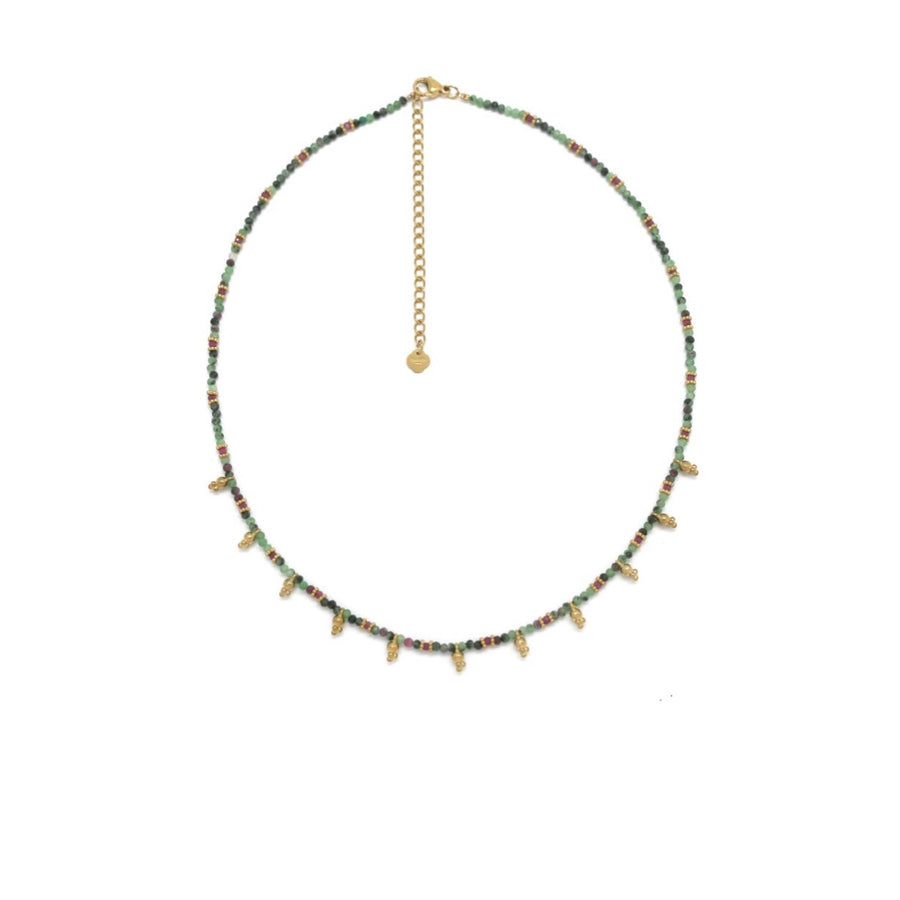 Forest Green Natural Stone Beaded Necklace