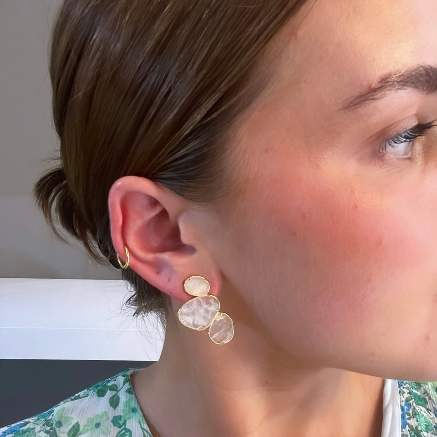 White Natural Stone Flower Earring