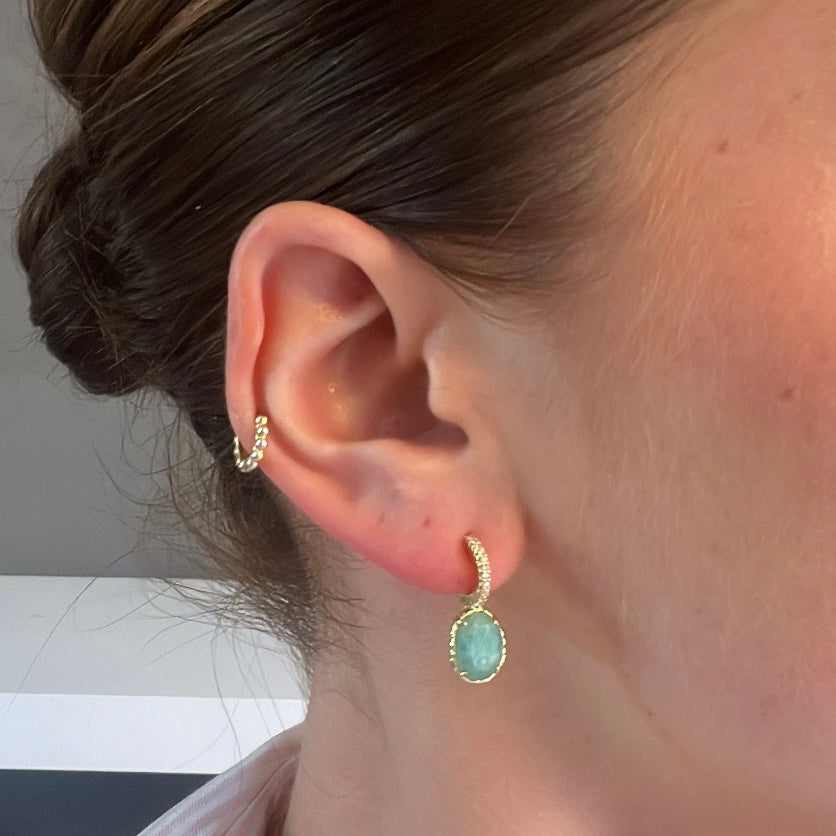Turquoise Stone Hoop Earrings