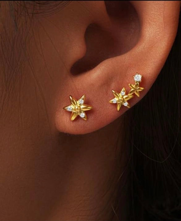 gold flower stud duo