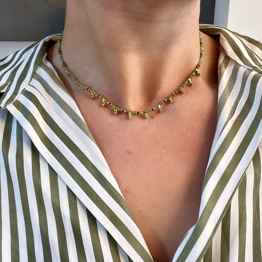 Lime Natural Stone Beaded Necklace