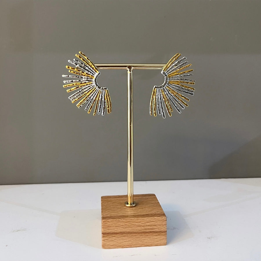 Mixed Metal Fan Earring