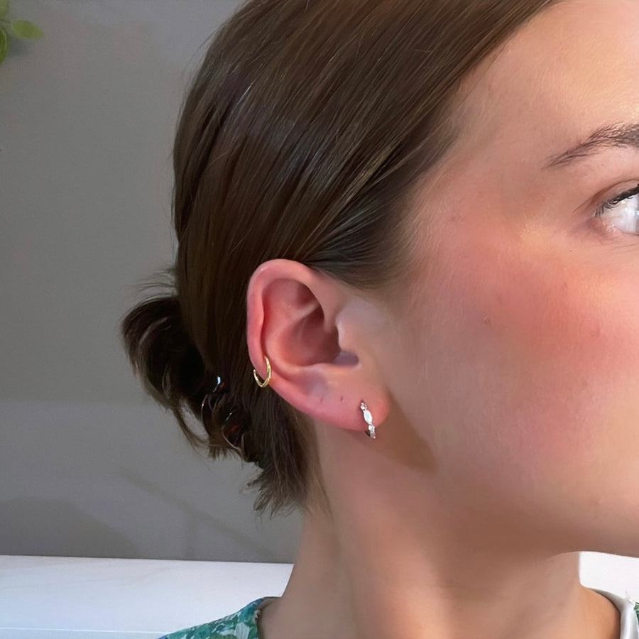 Opal Geometric Dainty Huggie Earring