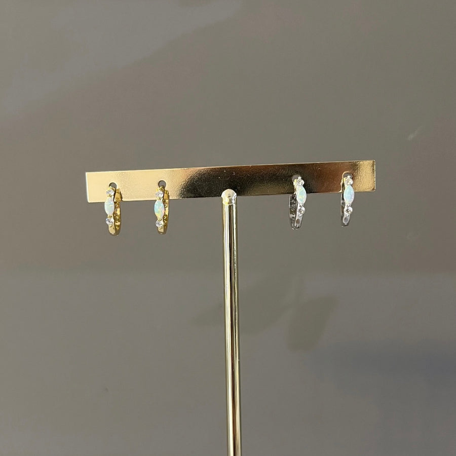 Opal Geometric Dainty Huggie Earring