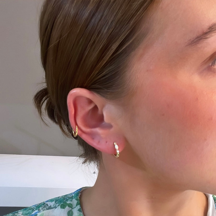 Opal Geometric Dainty Huggie Earring