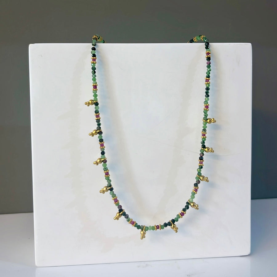Forest Green Natural Stone Beaded Necklace