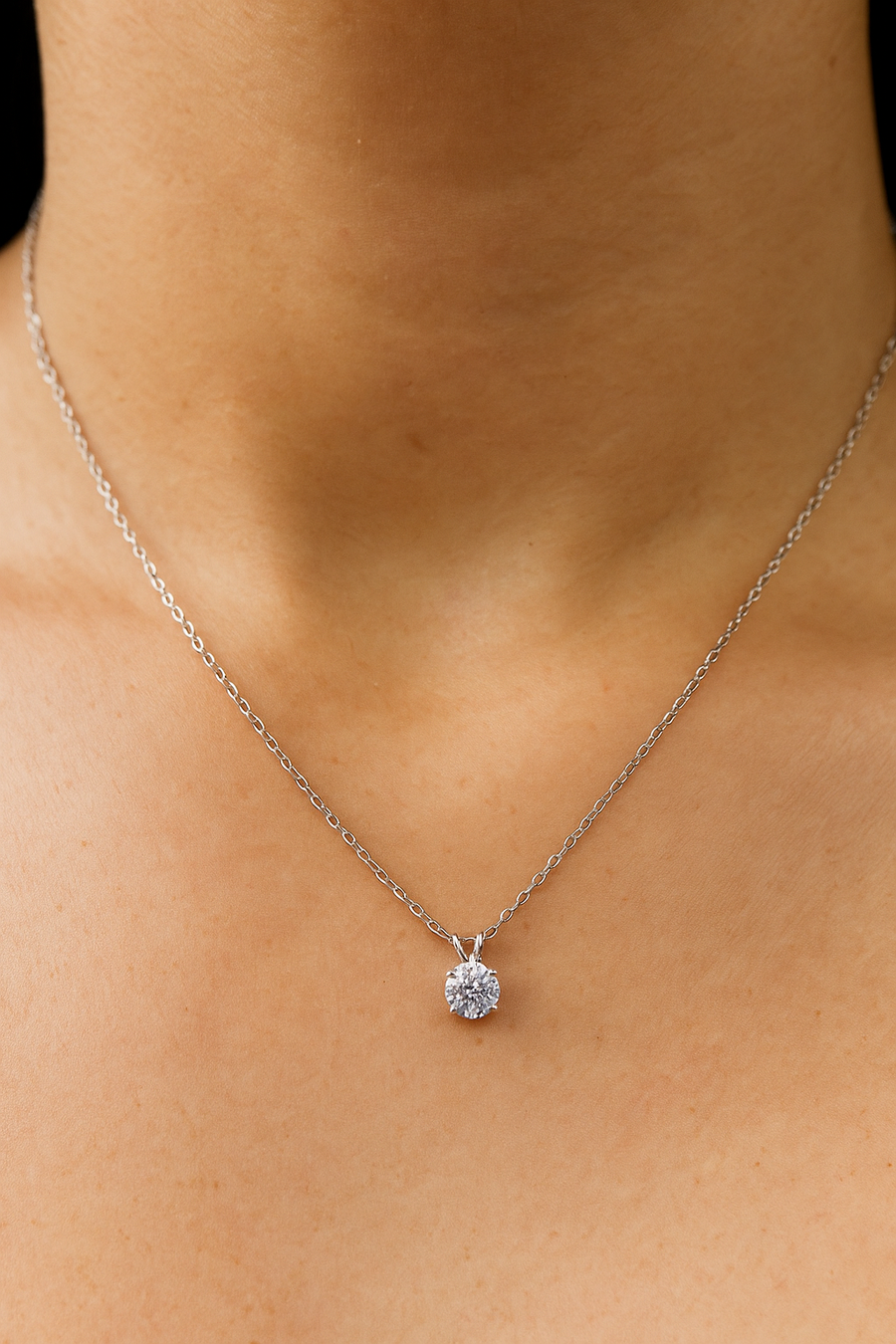 Silver Cubic Zirconia Pendant Necklace