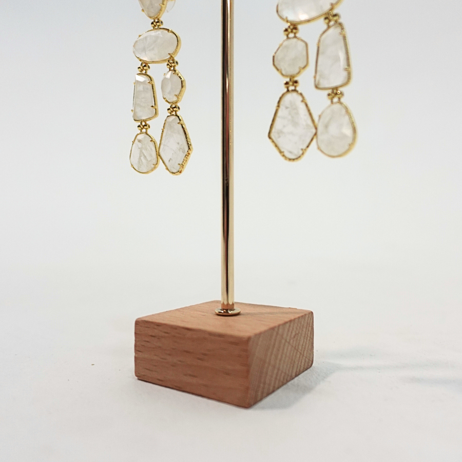 White Irregular Double Quartz Earrings