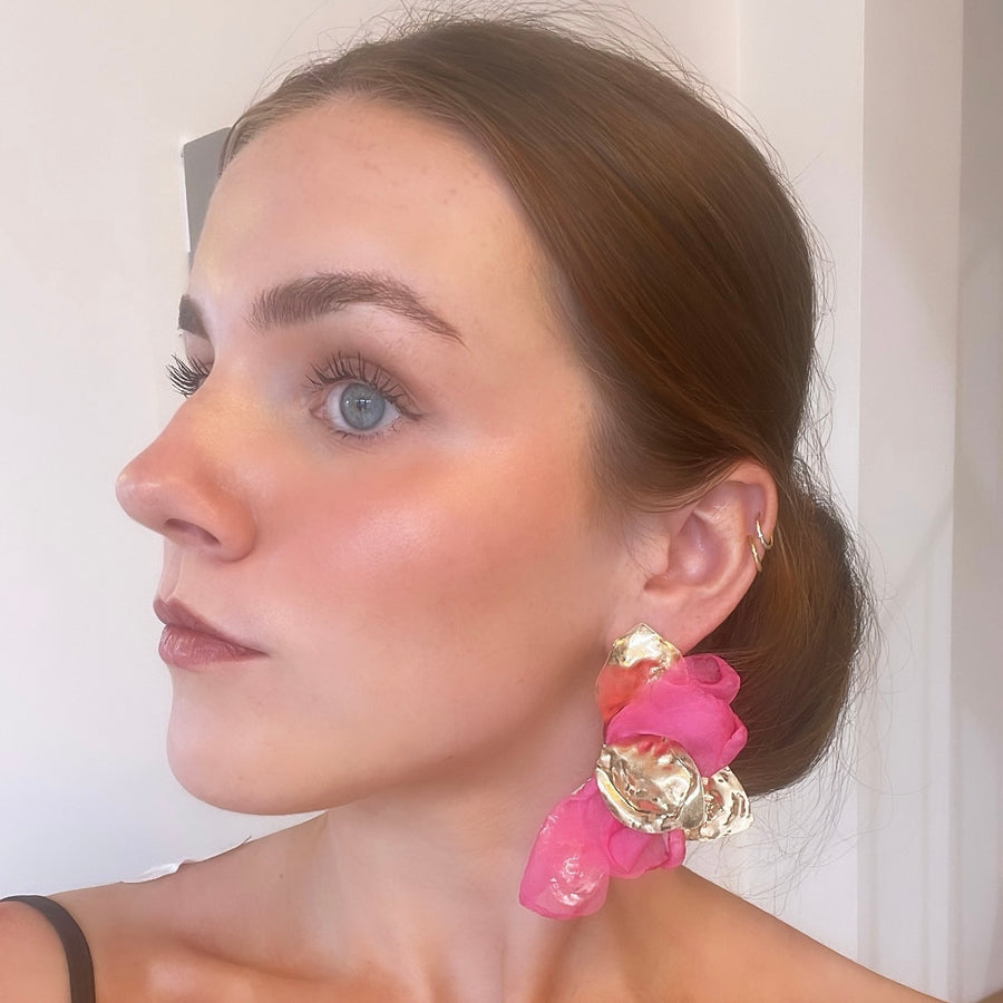 Half Flower Fabric Earrings