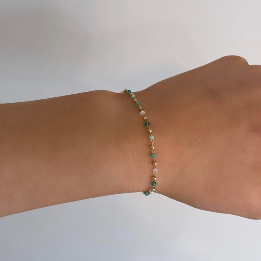 Green and Gold Bead Bracelet