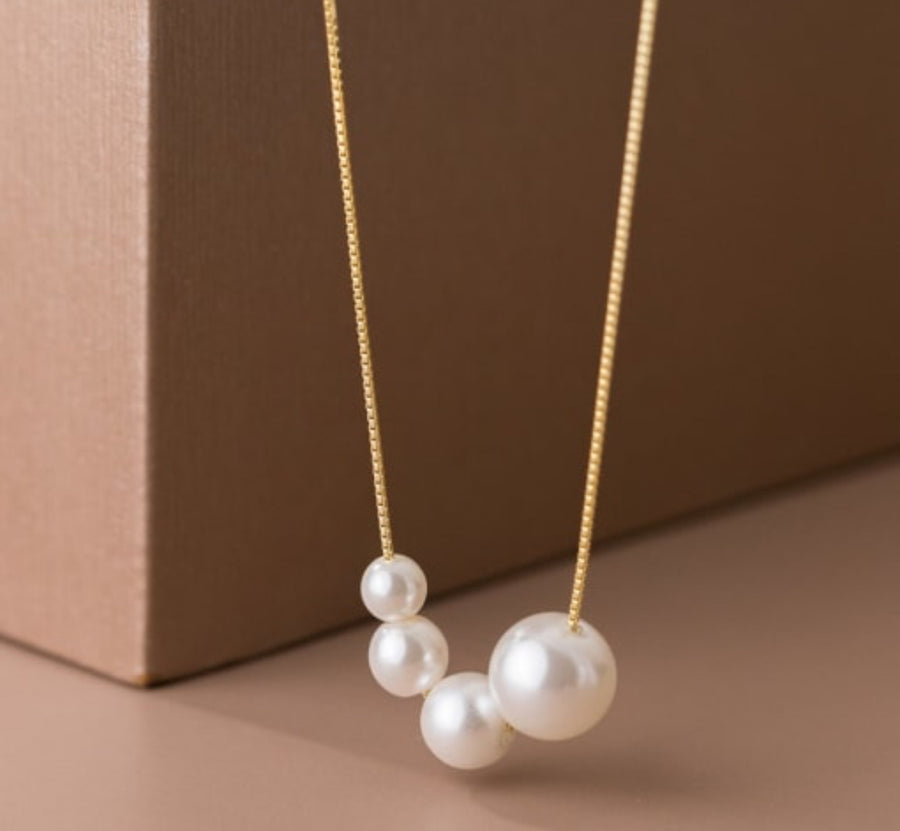 Floating Pearl Gold Necklace