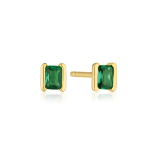 Gold and Green Cubic Zirconia Studs
