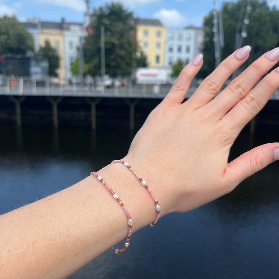 Pink and Pearl Natural Stone Bracelet
