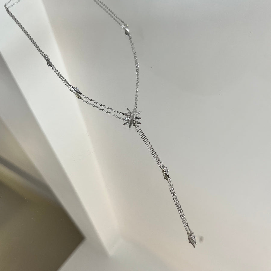 Sterling Silver Star Necklace with Drop