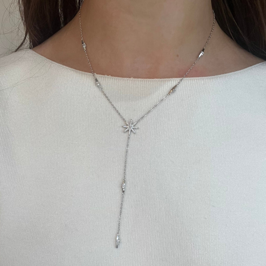 Sterling Silver Star Necklace with Drop
