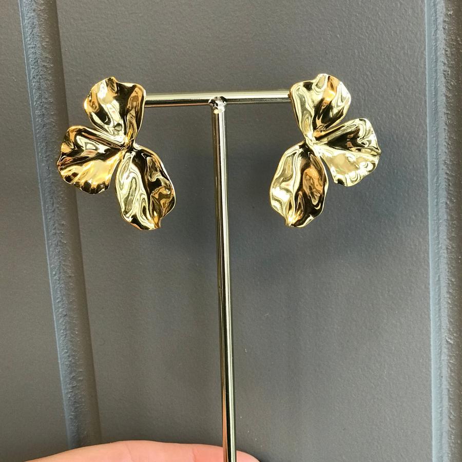 Half Flower Gold Earrings