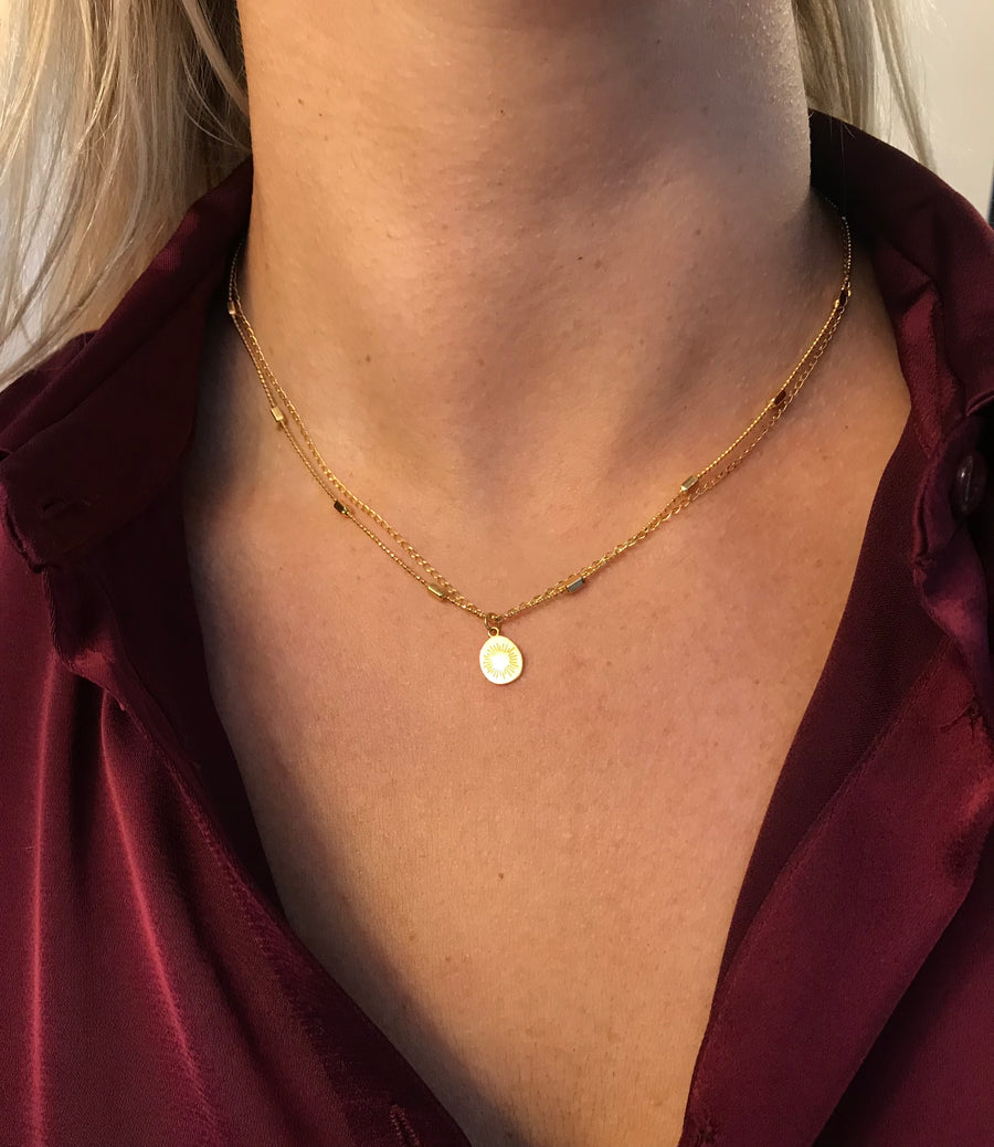 Double Layer Flower Disc Necklace