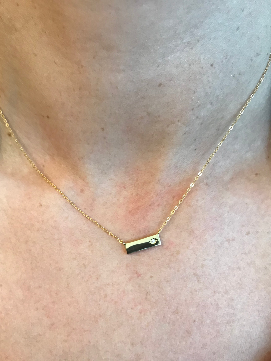 Sterling Silver Gold Bar Necklace