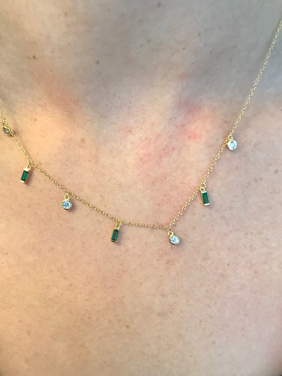 Sterling Silver Cubic Zirconia Droplet Necklace