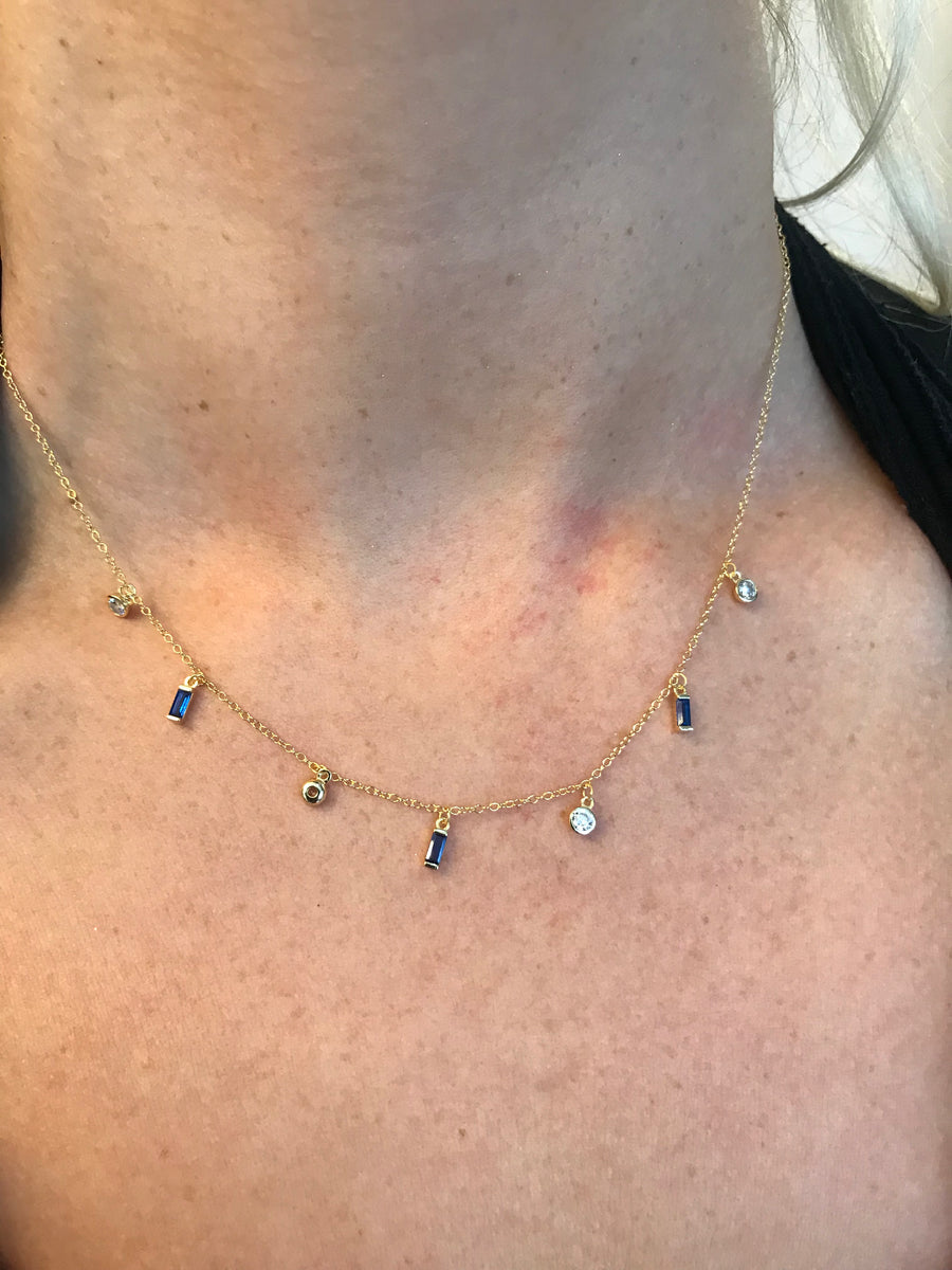 Sterling Silver Cubic Zirconia Droplet Necklace