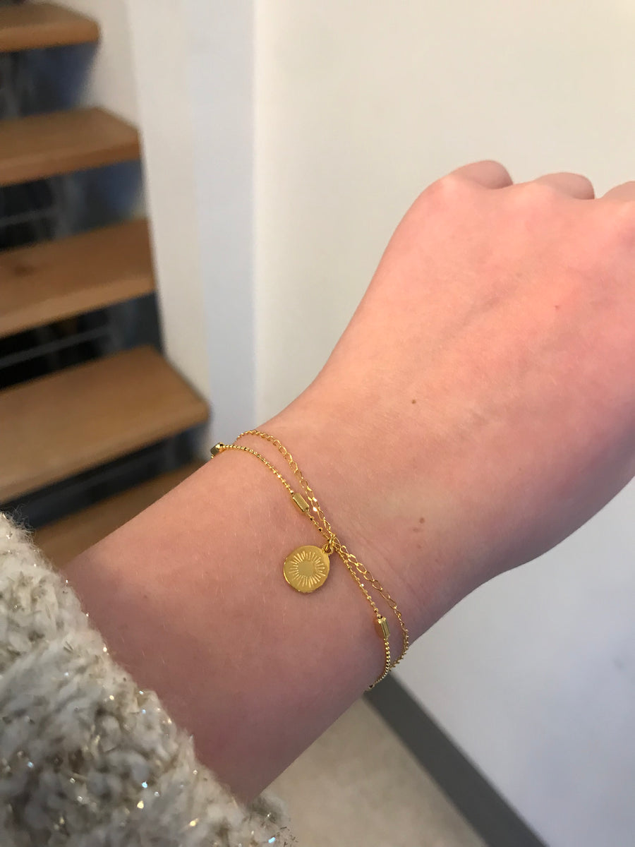 Double Layer Flower Disc Bracelet