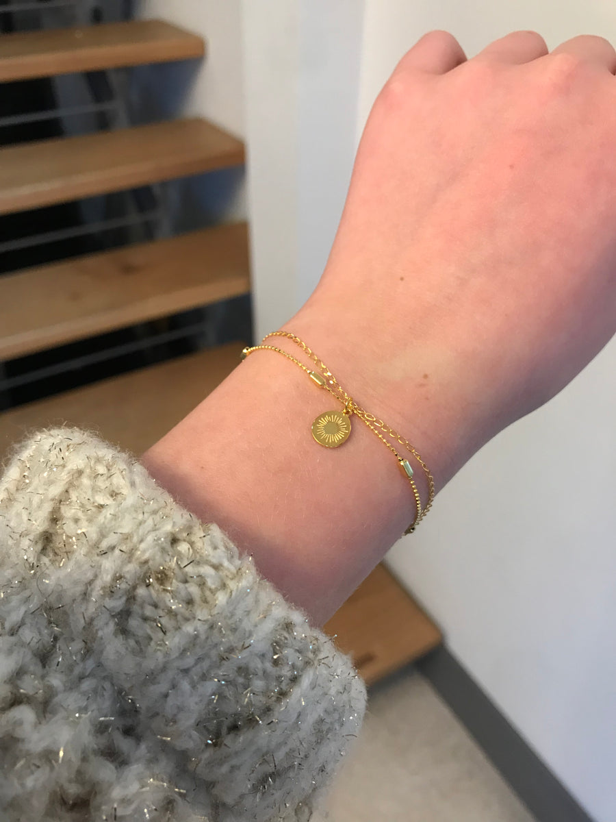 Double Layer Flower Disc Bracelet