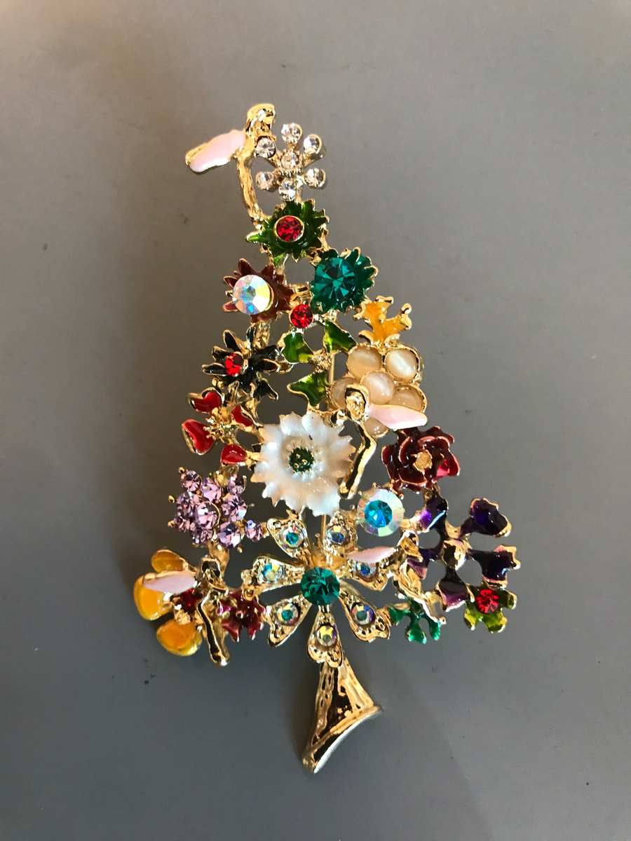 Multicolour Christmas Tree Brooch