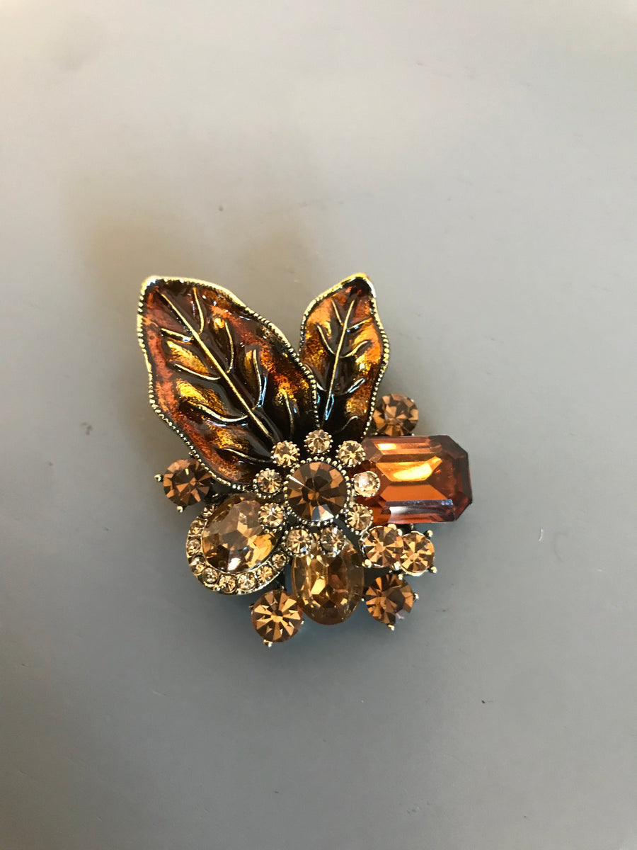 Brown Flower Brooch