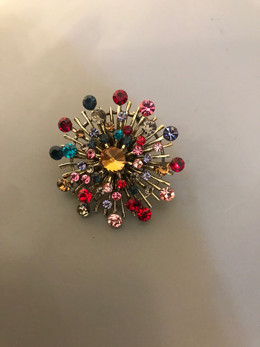 Multicolour Gemstone Brooch