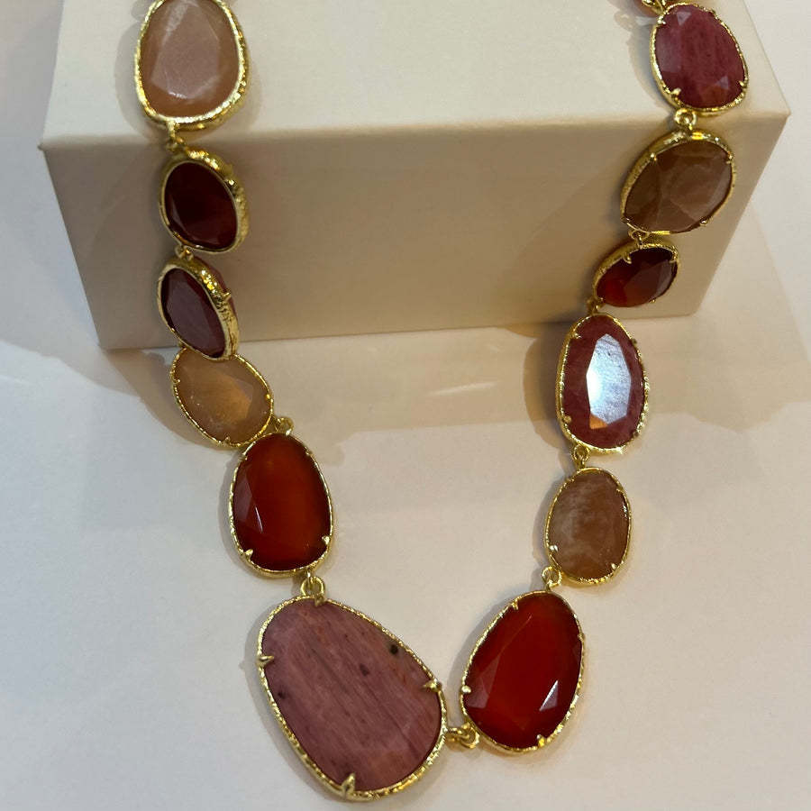 Pink And Red Stone Necklace