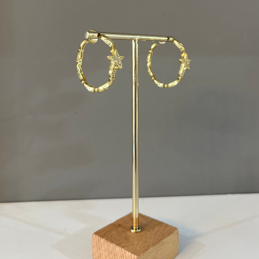 Cubic Zirconia Star Vintage Hoop Earring