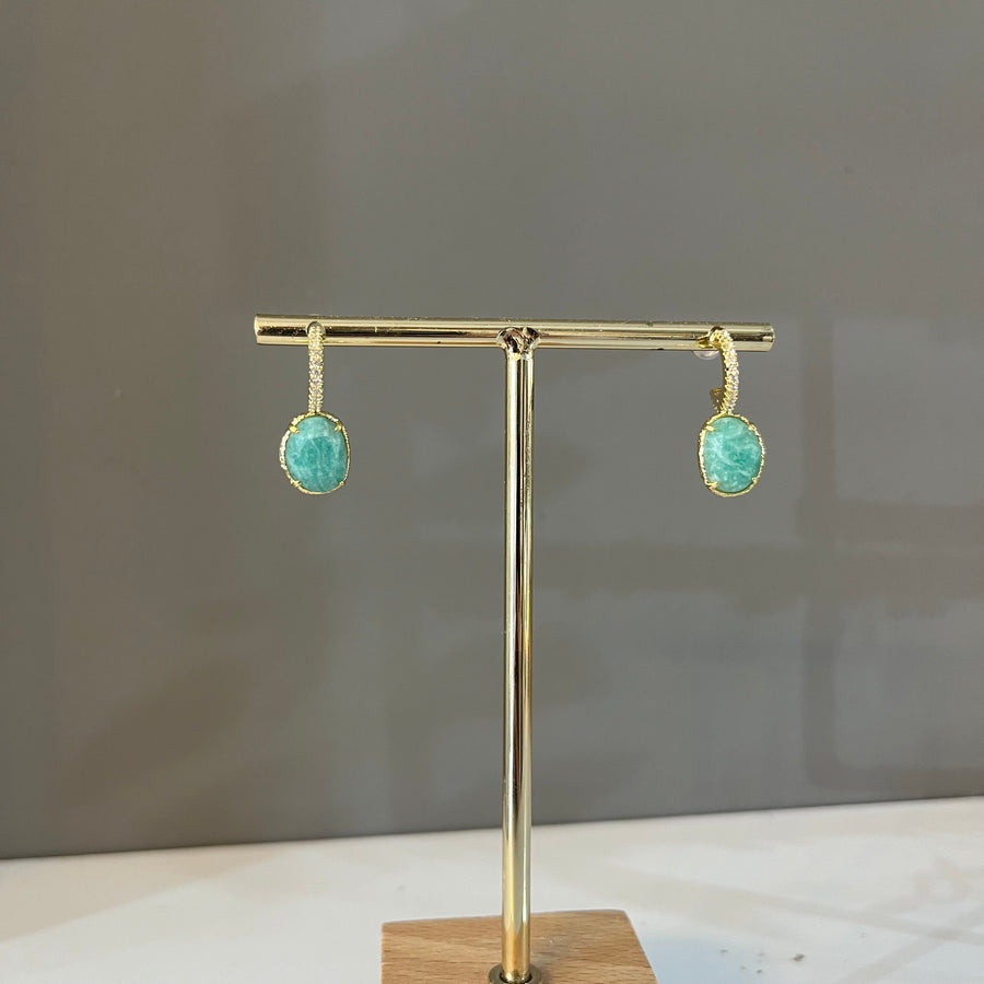 Turquoise Stone Hoop Earrings
