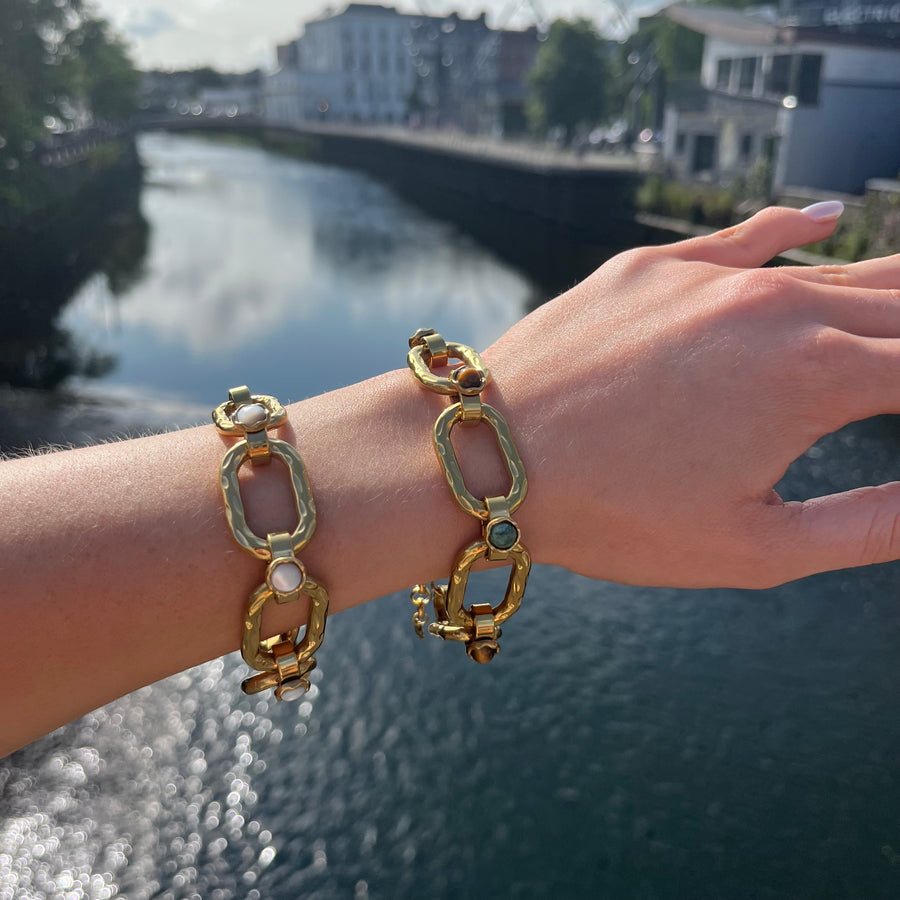 Chunky Gold natural Stone Bracelet