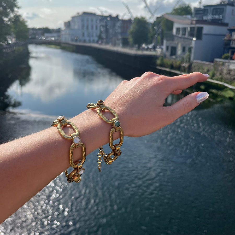 Chunky Gold natural Stone Bracelet