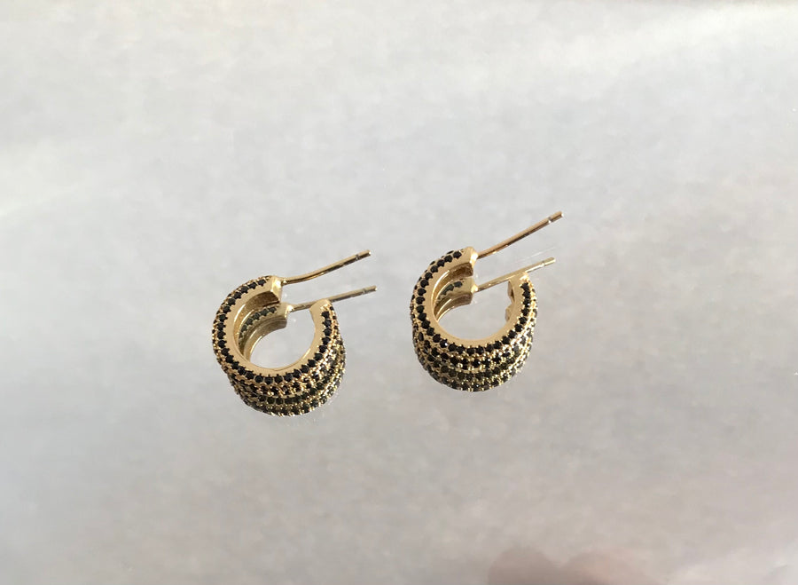 gold and black crystal hoops