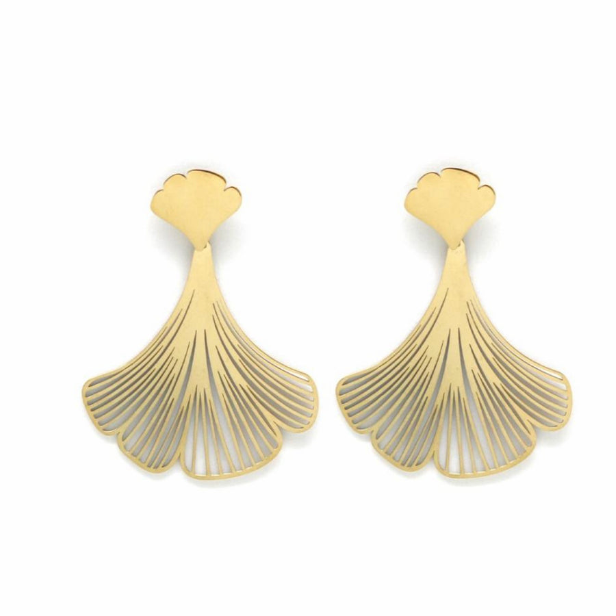 Gold Statement Petal Fan Earrings
