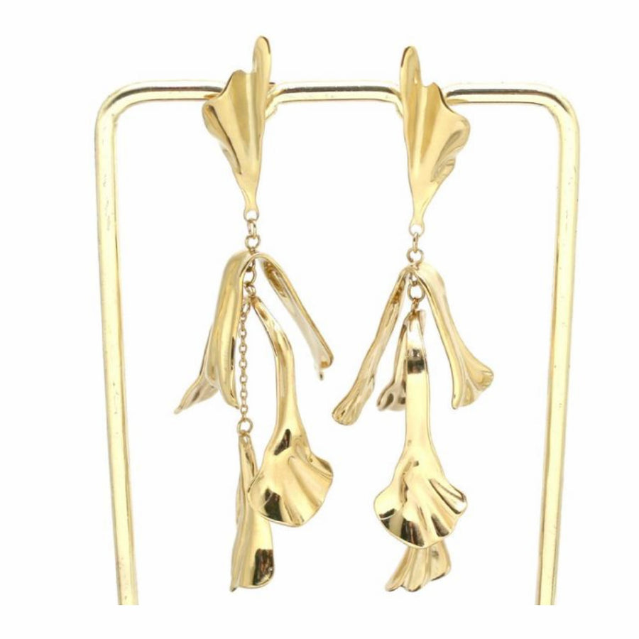 Gold Asymmetrical Leaf Statement Earrings